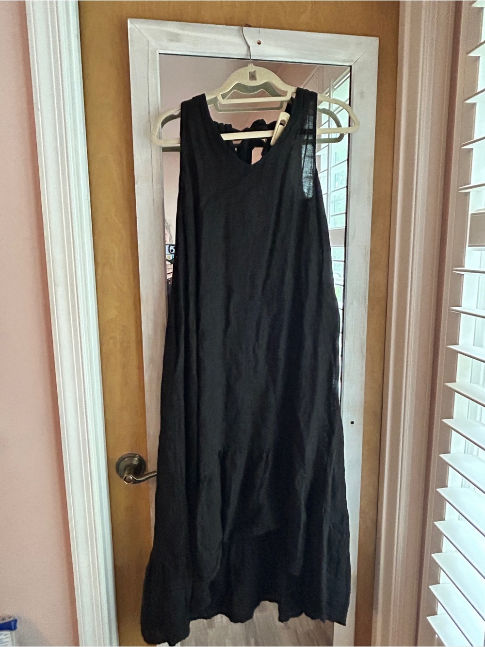 Tempo Paris Black Italian Linen High-Low Dress